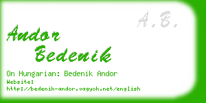 andor bedenik business card